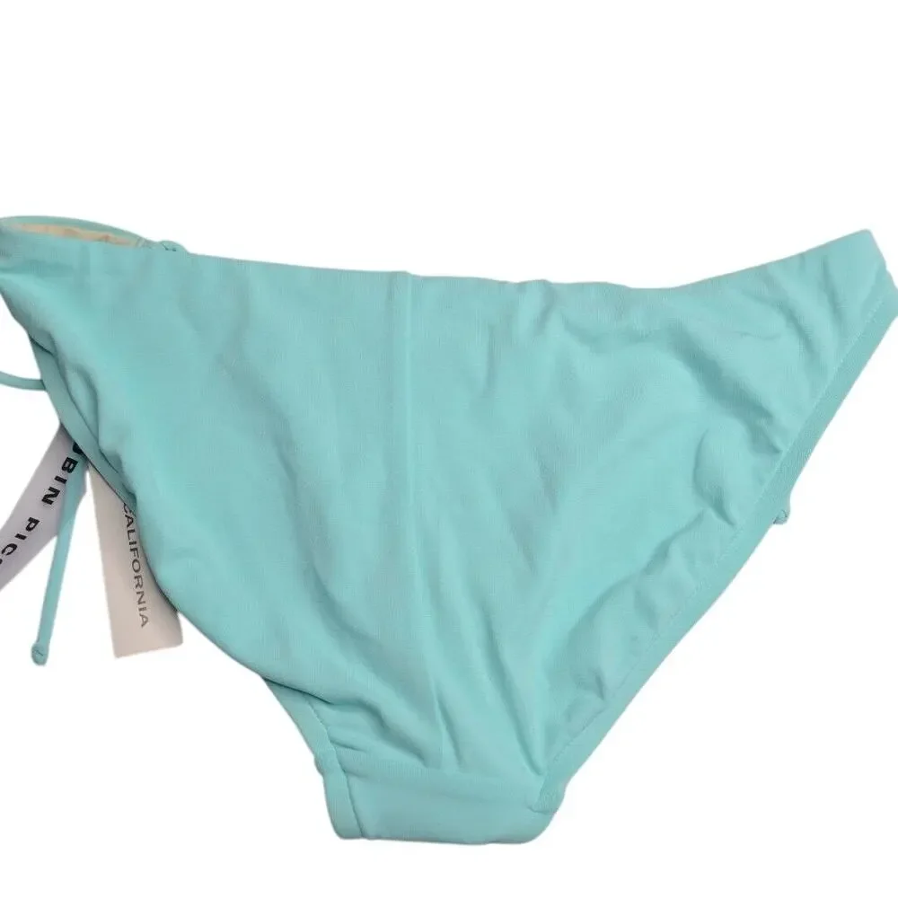 ROBIN PICCONE Women's Aqua Light Blue Bikini Bottom w/ String Ties